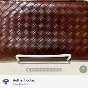 Bottega Veneta Cognac Long Zip Wallet